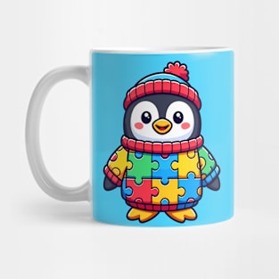 Autism Awareness Penguin With Puzzle Piece Sweater Mug